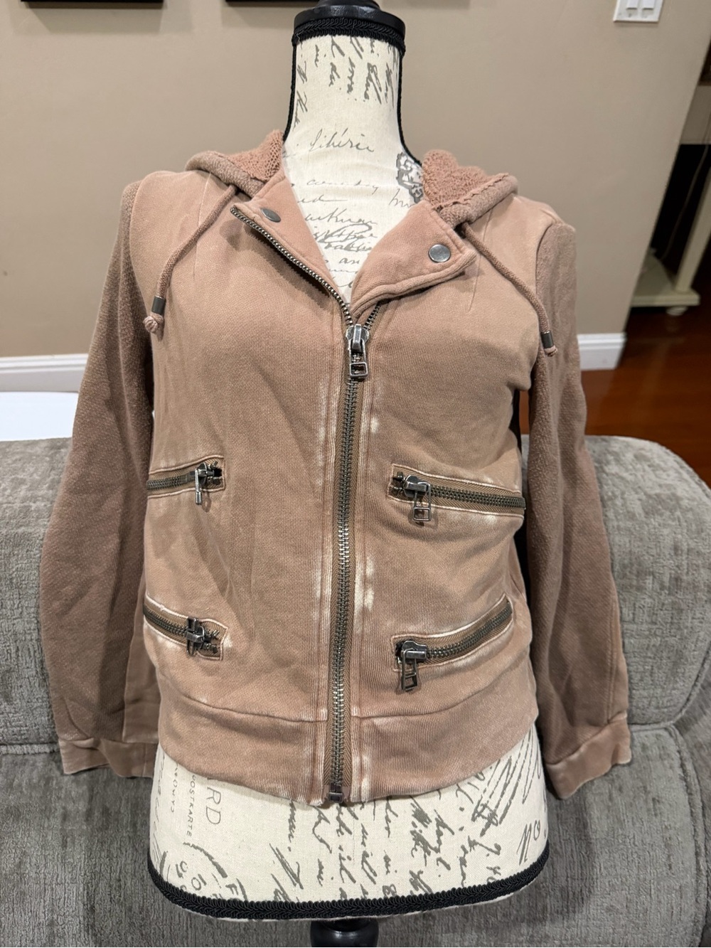 Free people Women’s Hooded Zip Jacket in Dusty Rose